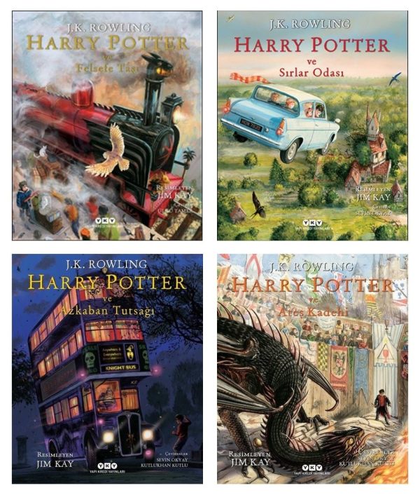 Harry Potter Resimli Özel Baskı (Felsefe Taşı-Sırlar Odası-Azkaban Tutsağı-Ateş Kadehi 4 Kitap)