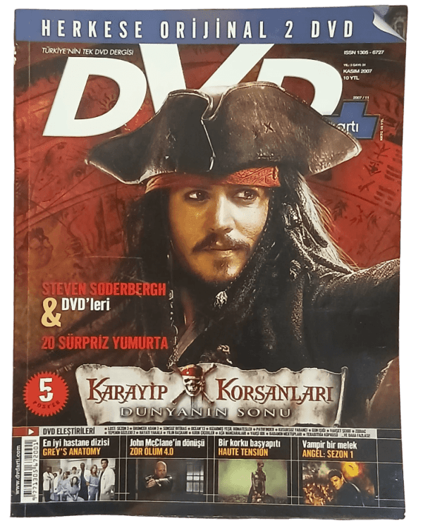Dvd Artı Sinema Dergisi-Sayı 3 ,Kasım 2007 Karayip Korsanları Dünyanın Sonu Johnny Depp Kapaklı