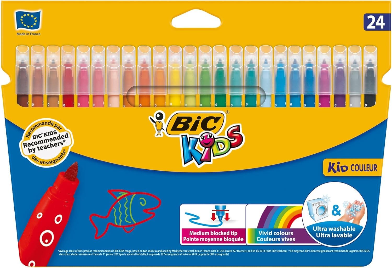 bic 24lü keçeli kalem Bic Kids Couleur Ultra Yıkanabilir Keçeli Boya Kalemi 24 Renk - Görsel 1