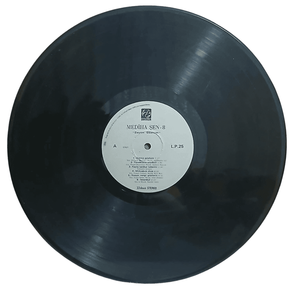 mediha şen-Photoroom Mediha Şen-Zeytin Gözlüm 33'lük LP (Dönem Baskısıdır,Plak Kapağı Yoktur) - Görsel 1