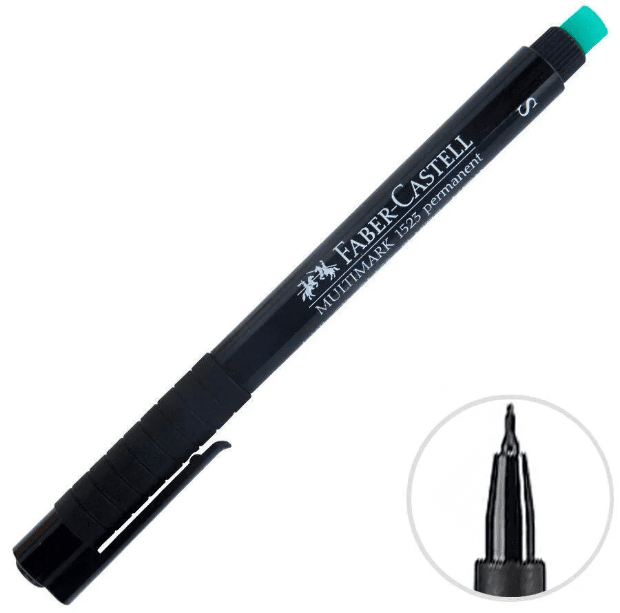 faber Faber-Castell 1523 Permanent Asetat Kalem Siyah S Uç - Görsel 1