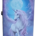 Tek Boynuzlu At Baskılı Zippo Tarzı Benzinli Çakmak Siyah