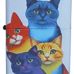 Dört Kedi Zippo Tarzı Benzinli Çakmak Siyah