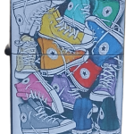 Converse Baskılı Zippo Tarzı Benzinli Çakmak Siyah