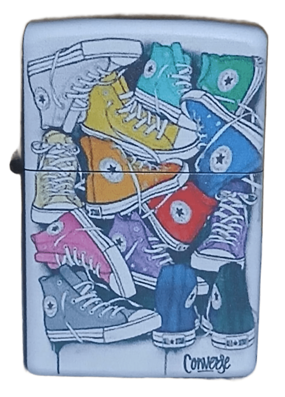 converse Converse Baskılı Zippo Tarzı Benzinli Çakmak Siyah - Görsel 1