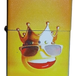 Kral Emoji Zippo Tarzı Benzinli Çakmak Siyah