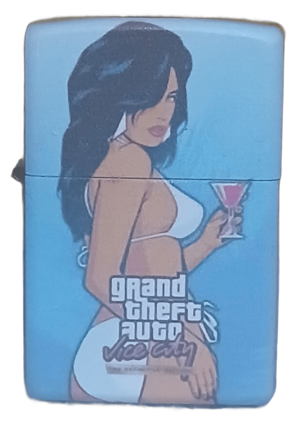 gtavice1 GTA Vice City Model 1 Zippo Tarzı Benzinli Çakmak Siyah - Görsel 1