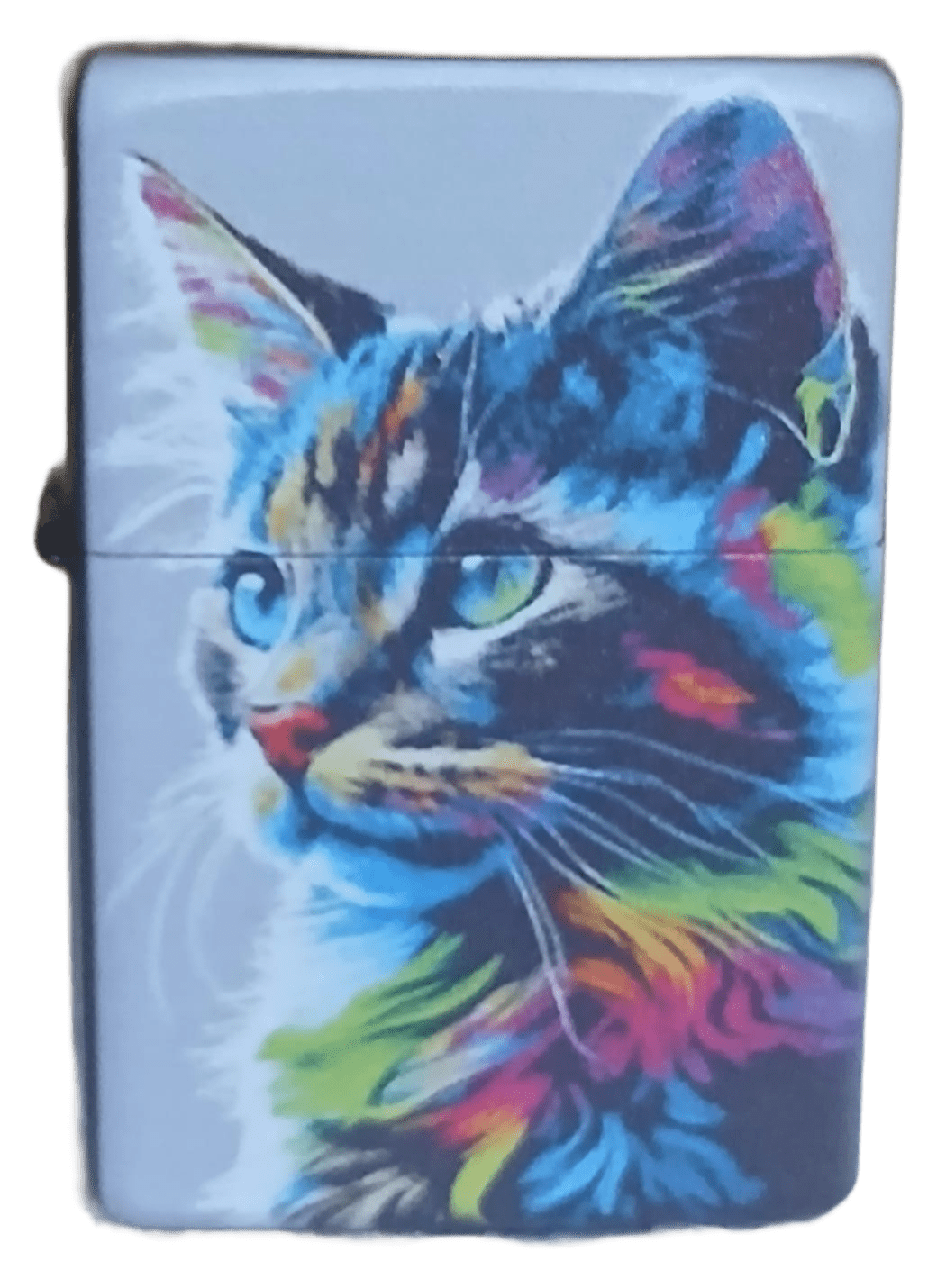 kedi Retro Pop Art Kedi Figürlü Baskılı Zippo Tarzı Benzinli Çakmak Siyah - Görsel 1