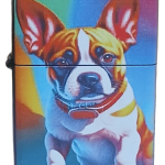 Köpek Baskılı Zippo Tarzı Benzinli Çakmak Siyah