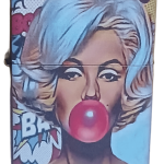 Retro Pop Marilyn Monroe Baskılı Zippo Tarzı Benzinli Çakmak Siyah
