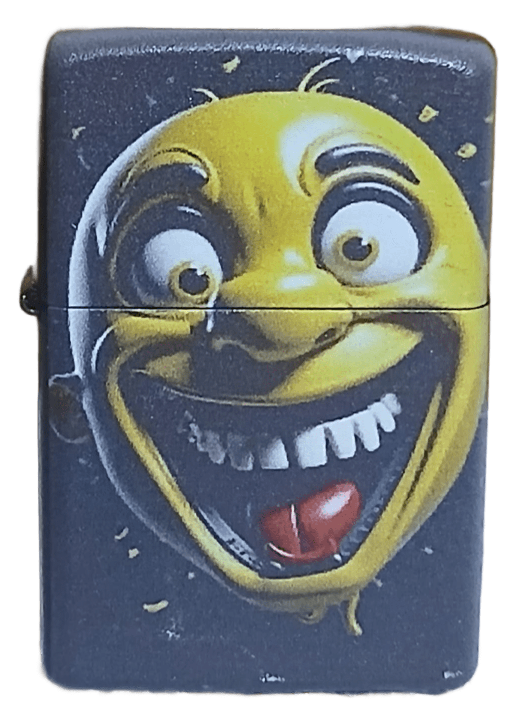 yüz Gülen Emoji Baskılı Zippo Tarzı Benzinli Çakmak Siyah - Görsel 1