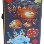 Retro Pop İskambil-Zar Baskılı Zippo Tarzı Benzinli Çakmak Siyah