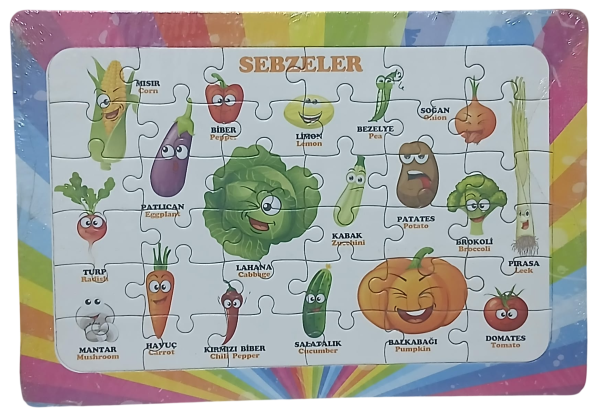 Sebzeler 36 Parça Puzzle Yapboz Boyama
